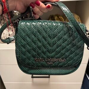 Karl Lagerfeld Textured Green Crossbody Bag